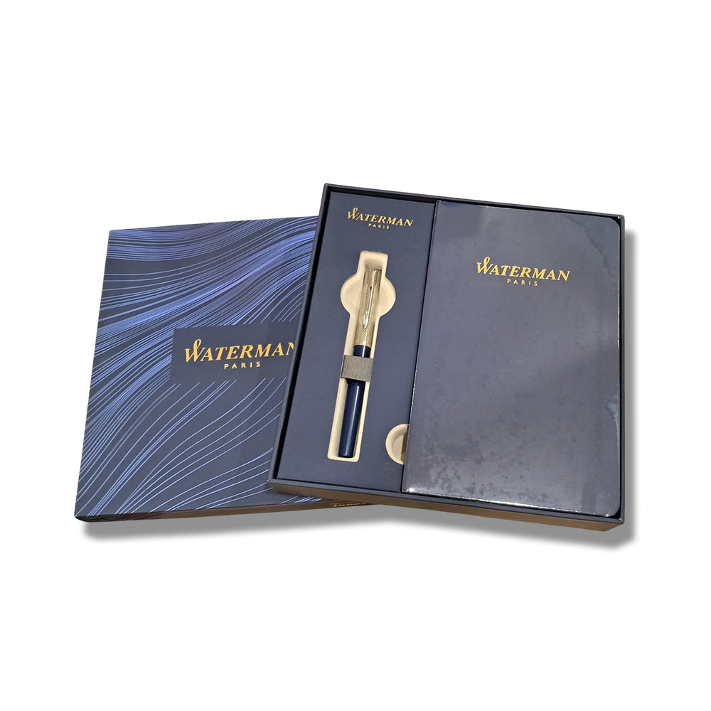 Waterman Allure Deluxe Blue CT Fountain Pen - Fine Nib With A5 Notebook