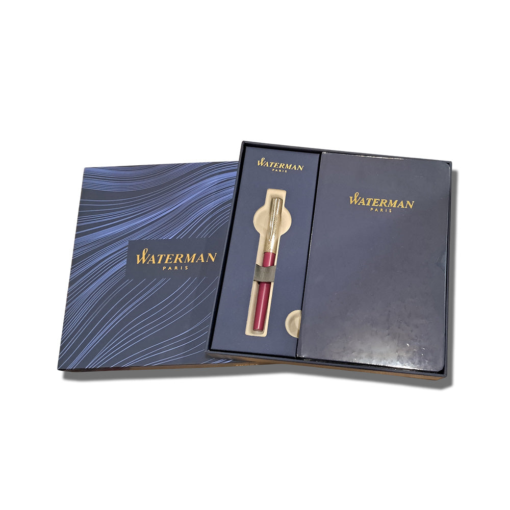 Waterman Allure Deluxe Pink CT Fountain Pen – Fine Nib With A5 Notebook