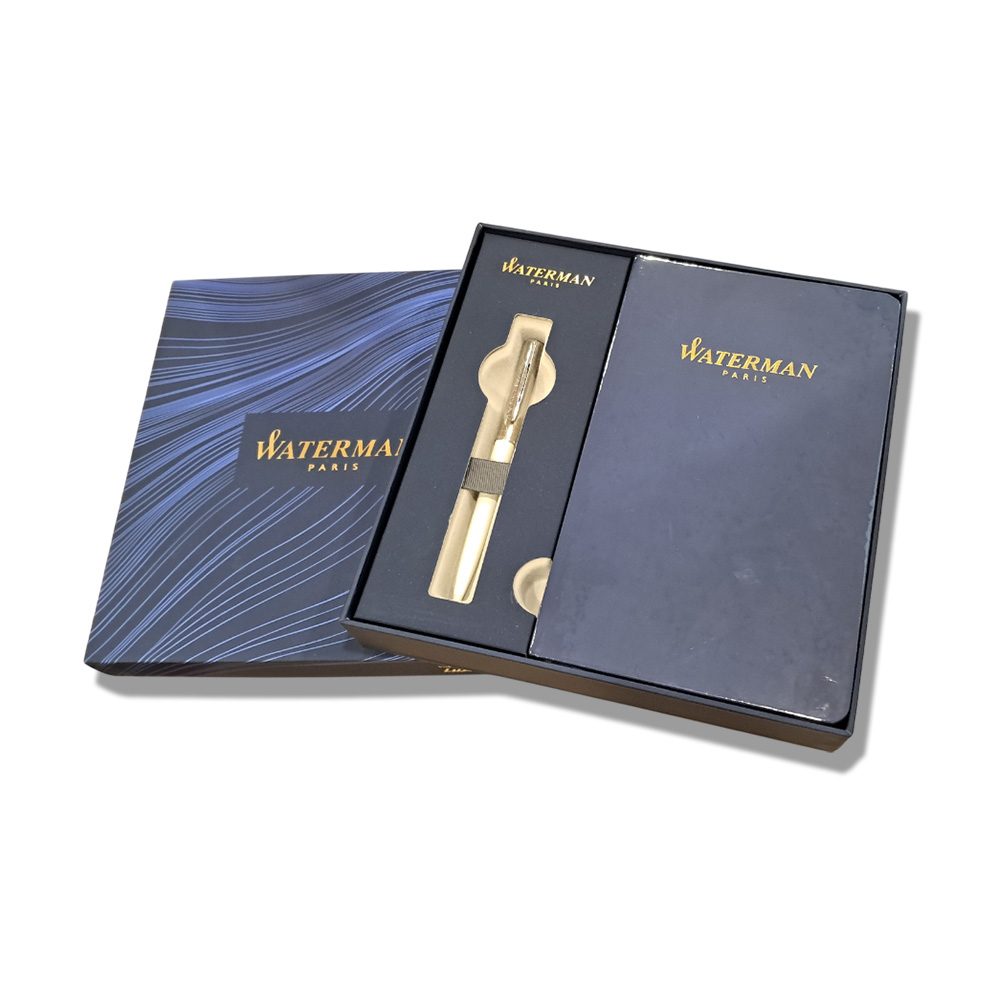 Waterman Allure Deluxe White CT Ballpoint Pen With A5 Notebook