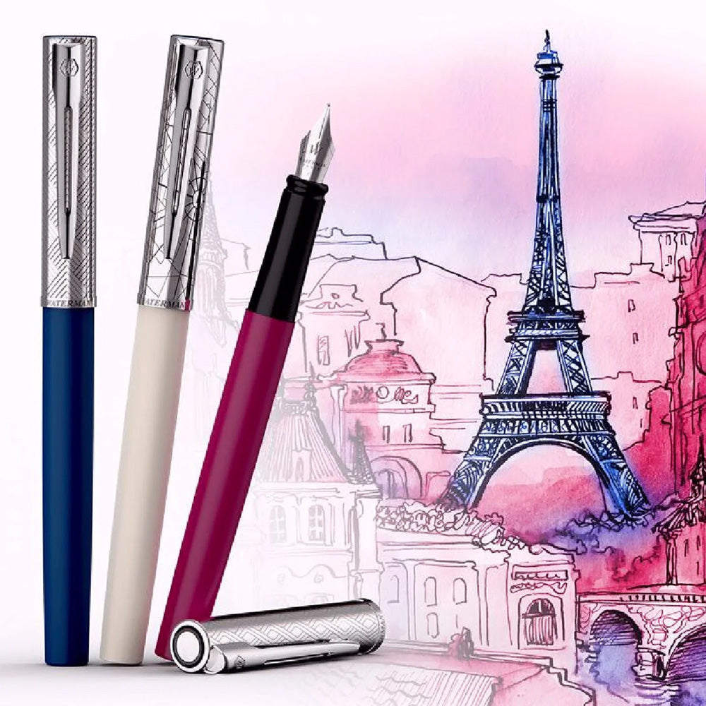 Waterman Allure Deluxe White CT Fountain Pen – Fine Nib With A5 Notebook