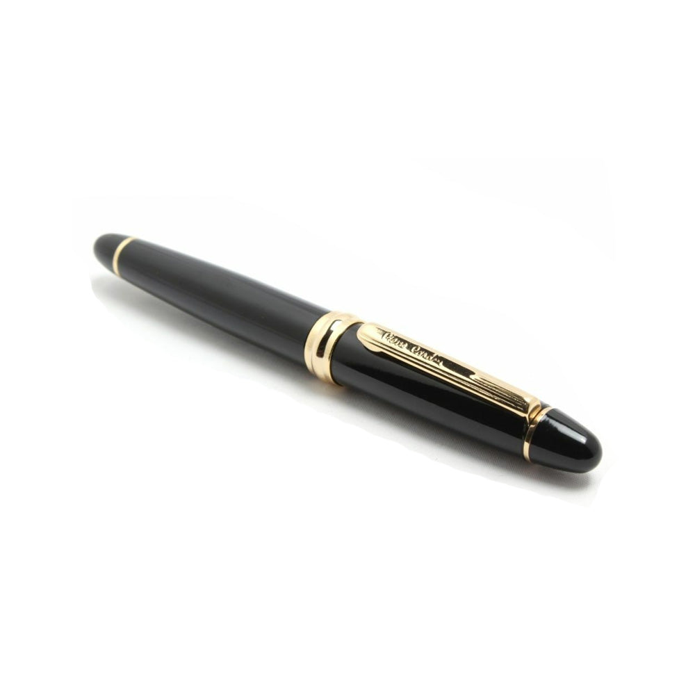 Explore the Pierre Cardin President Fountain Pen packaged in a unique plastic box, perfect for gifting or personal use. This exquisite pen set features finely crafted writing instruments housed in an elegant and durable plastic box. Glossy Black with Gold Trim Pierre Cardin President Exclusive Fountain Pen Unique Liquid Ink System Steel Nib No 1 Set of 1 President Fountain Pen + 3 Xtra Long Ink Cartridge + 1 Ink Converter Blue Ink