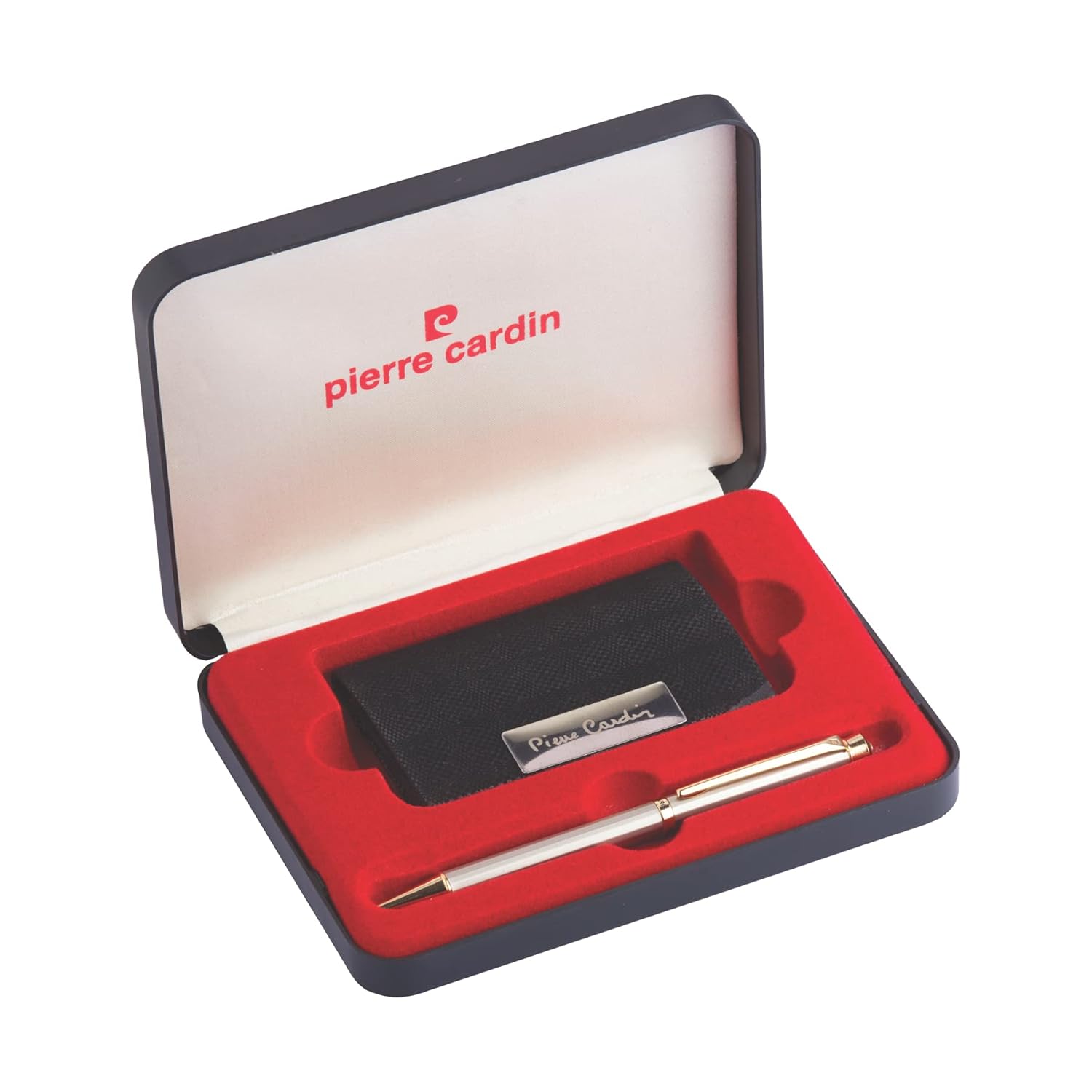 Pierre Cardin Jewel Tycoon Set of Exclusive Luxurious Chrome Finish Ball Pen & Card Holder
