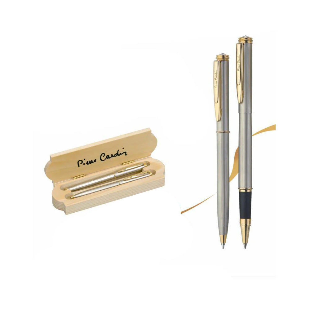 Pierre Cardin Long Champ Exclusive Set of Luxurious Chrome Finish Roller Pen & Ball Pen