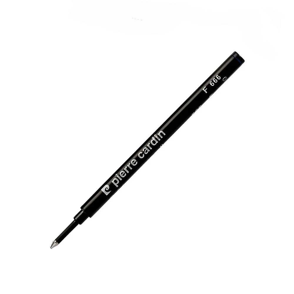 Pierre Cardin 666 Roller Refill Enhance your writing experience with the Pierre Cardin 666 Roller Refill. Designed for smooth and consistent performance, this refill is perfect for all Pierre Cardin roller pens and similar models. Ink Color: Black Tip Size: Fine point for precise and clear writing Special Features: Non-dry refill with the longest cap-off time for great performance Smooth ink flow that glides effortlessly over paper Equipped with an end plug in the ink color and a protective cap