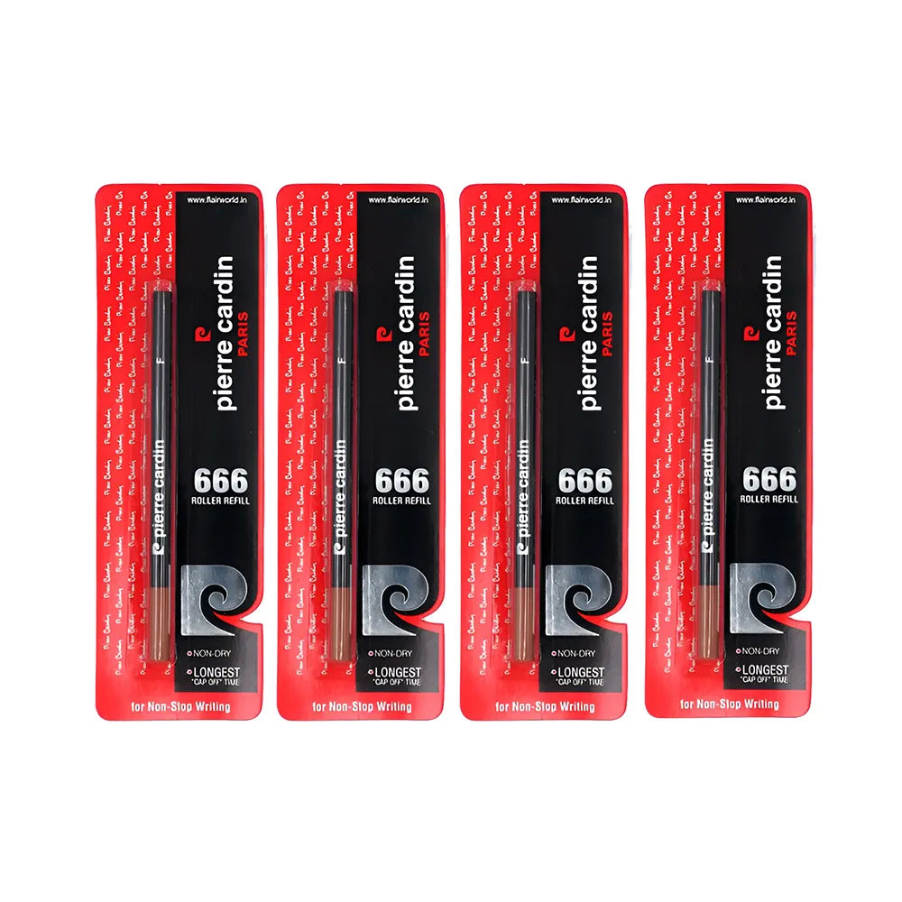 Pierre Cardin 666 Roller Refill Enhance your writing experience with the Pierre Cardin 666 Roller Refill. Designed for smooth and consistent performance, this refill is perfect for all Pierre Cardin roller pens and similar models. Ink Color: Black Tip Size: Fine point for precise and clear writing Special Features: Non-dry refill with the longest cap-off time for great performance Smooth ink flow that glides effortlessly over paper Equipped with an end plug in the ink color and a protective cap