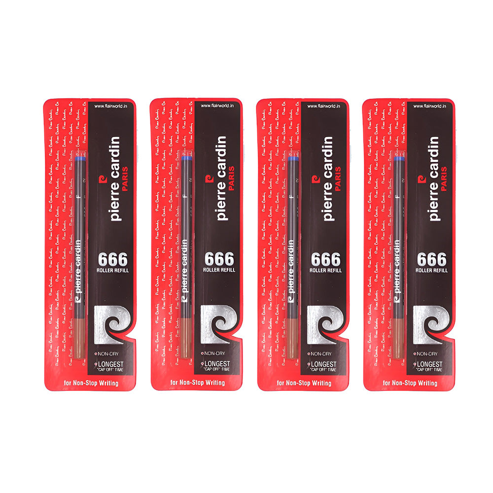 Pierre Cardin 666 Roller Refill Enhance your writing experience with the Pierre Cardin 666 Roller Refill. Designed for smooth and consistent performance, this refill is perfect for all Pierre Cardin roller pens and similar models. Ink Color: Black Tip Size: Fine point for precise and clear writing Special Features: Non-dry refill with the longest cap-off time for great performance Smooth ink flow that glides effortlessly over paper Equipped with an end plug in the ink color and a protective cap