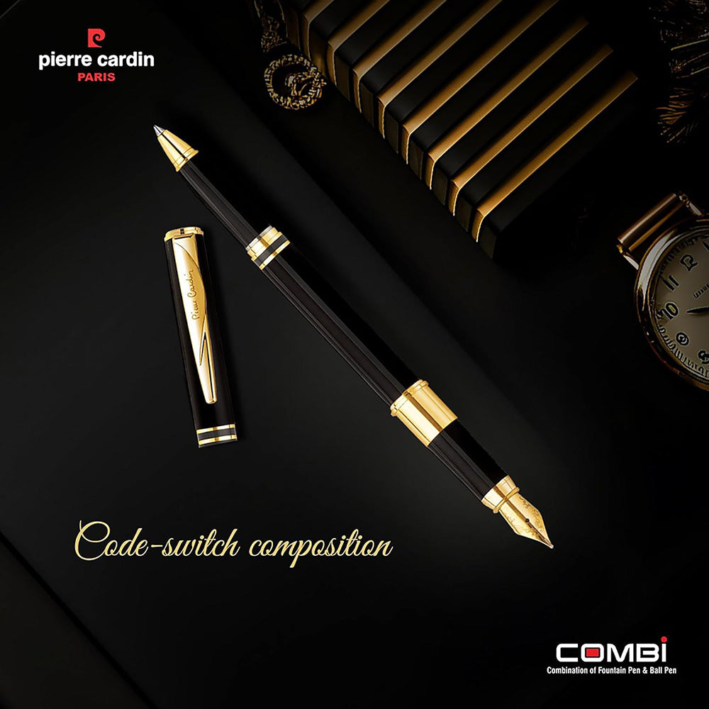 Pierre Cardin Combi Dual Combination Black Fountain Pen & Ball Pen
