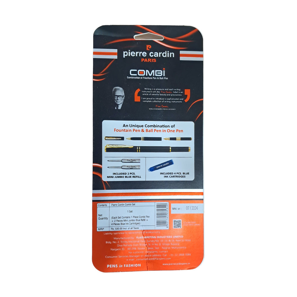 Pierre Cardin Combi Dual Combination Blue Fountain Pen & Ball Pen