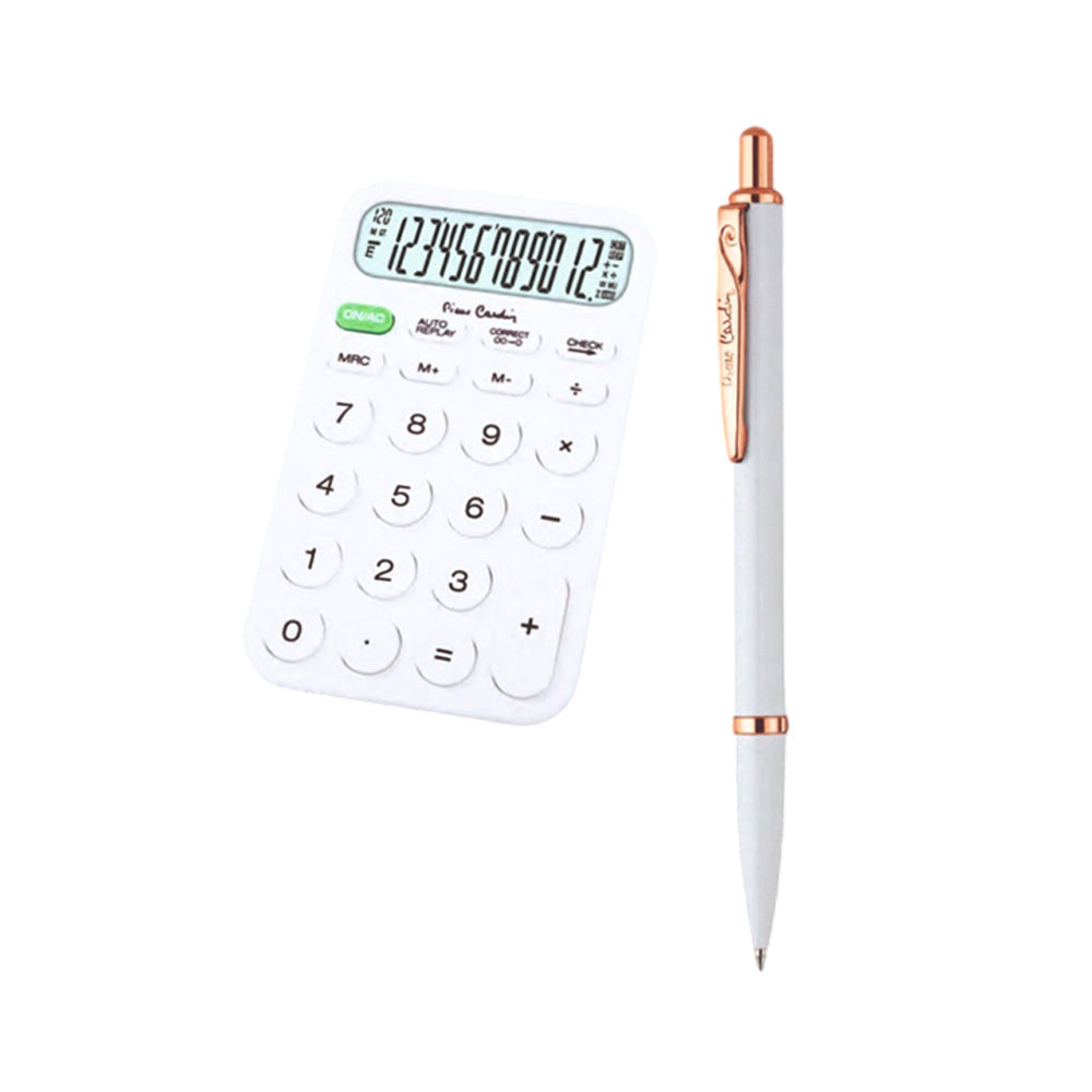Pierre Cardin White Stallion Set of Exclusive Calculator & Ball Pen
