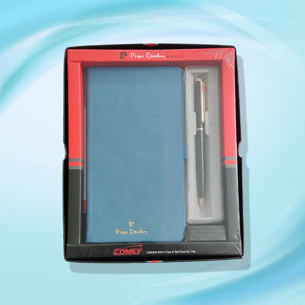 Pierre Cardin Comet Red Rose Set Exclusive Black GT Ball Pen + Blue Diary