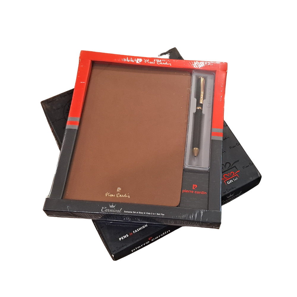 Pierre Cardin Carnival Exclusive Set of Brown Diary & Black Vista 2-in-1 Ball Pen