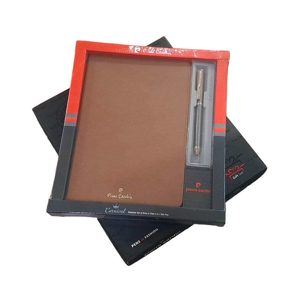 Pierre Cardin Carnival Exclusive Set of Brown Diary & Monochrome Vista 2-in-1 Ball Pen