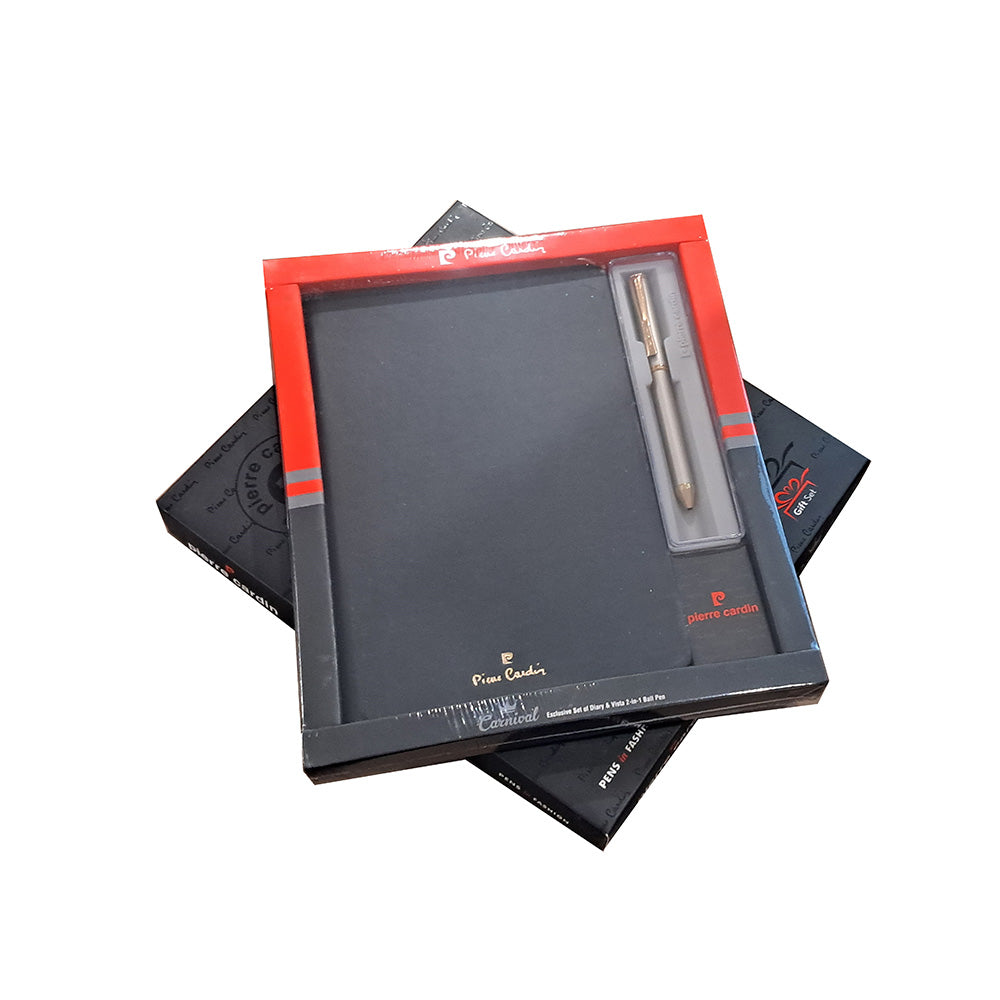 Pierre Cardin Carnival Exclusive Set of Black Diary & Titanium Vista 2-in-1 Ball Pen