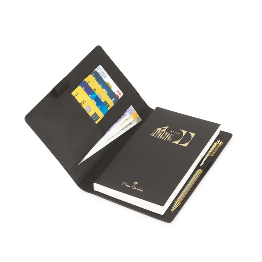 Pierre Cardin Gift Set Black Notebook Organizer and Royale Titanium Ball Pen