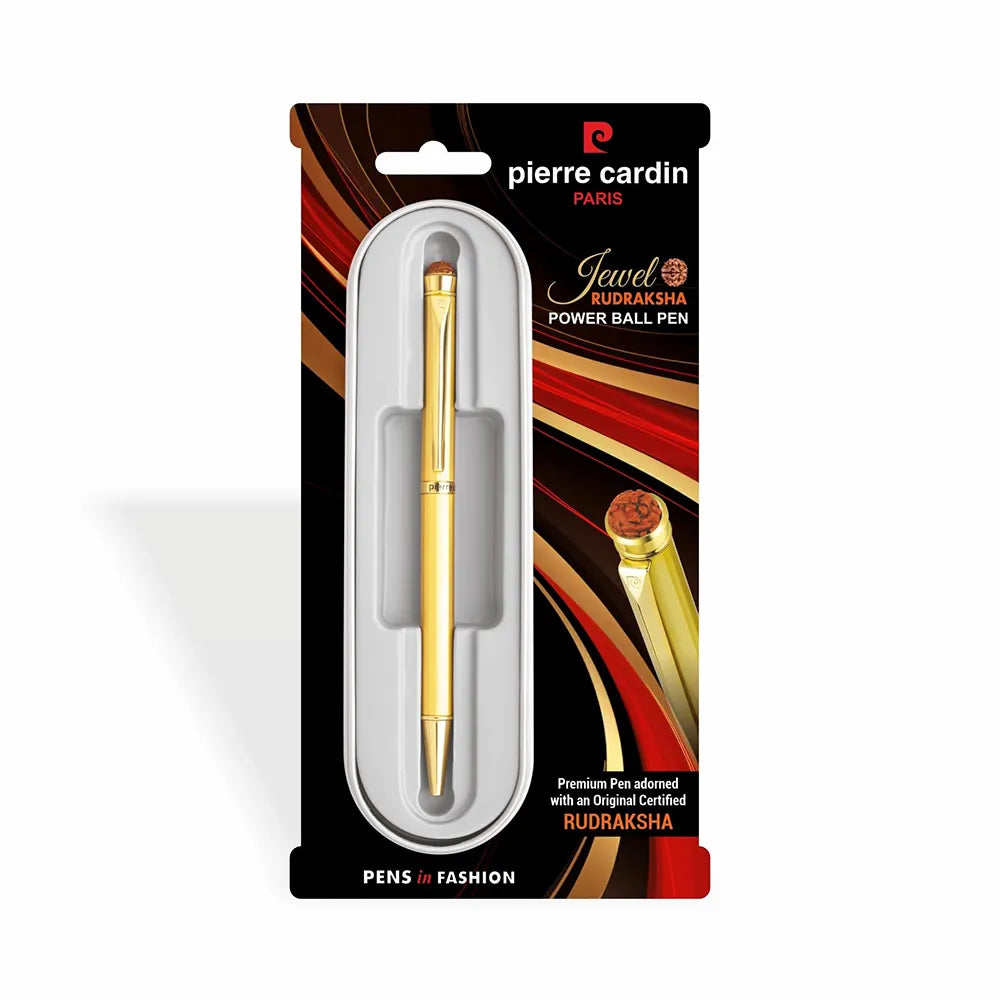 Elevate your writing experience with this Pierre Cardin Jewel Rudraksha Power Ball Pen. Crafted with precision and elegance, this pen combines modern design with traditional Indian elements. The sleek metallic body exudes sophistication, while the unique Rudraksha bead on the clip adds a touch of cultural charm. The smooth ballpoint tip glides effortlessly across paper, ensuring a seamless writing flow. Whether for personal use or as a thoughtful gift, this pen is a statement piece that blends style and fun
