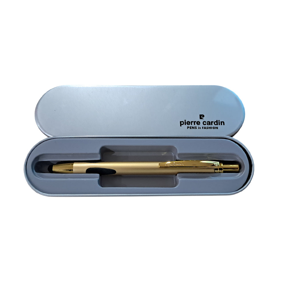 The PIERRE CARDIN Gold Rush Stylus - Gold Pen combines the timeless appeal of a gold ballpoint pen with the added convenience of a stylus tip—perfect for navigating touchscreens in style. Luxurious gold-finished body with refined styling Dual-function design: ballpoint pen  touchscreen stylus Smooth ink flow for a premium writing experience Discreet Pierre Cardin logo for a touch of class Great for work, gifting, or everyday carry Stylus tip for screens