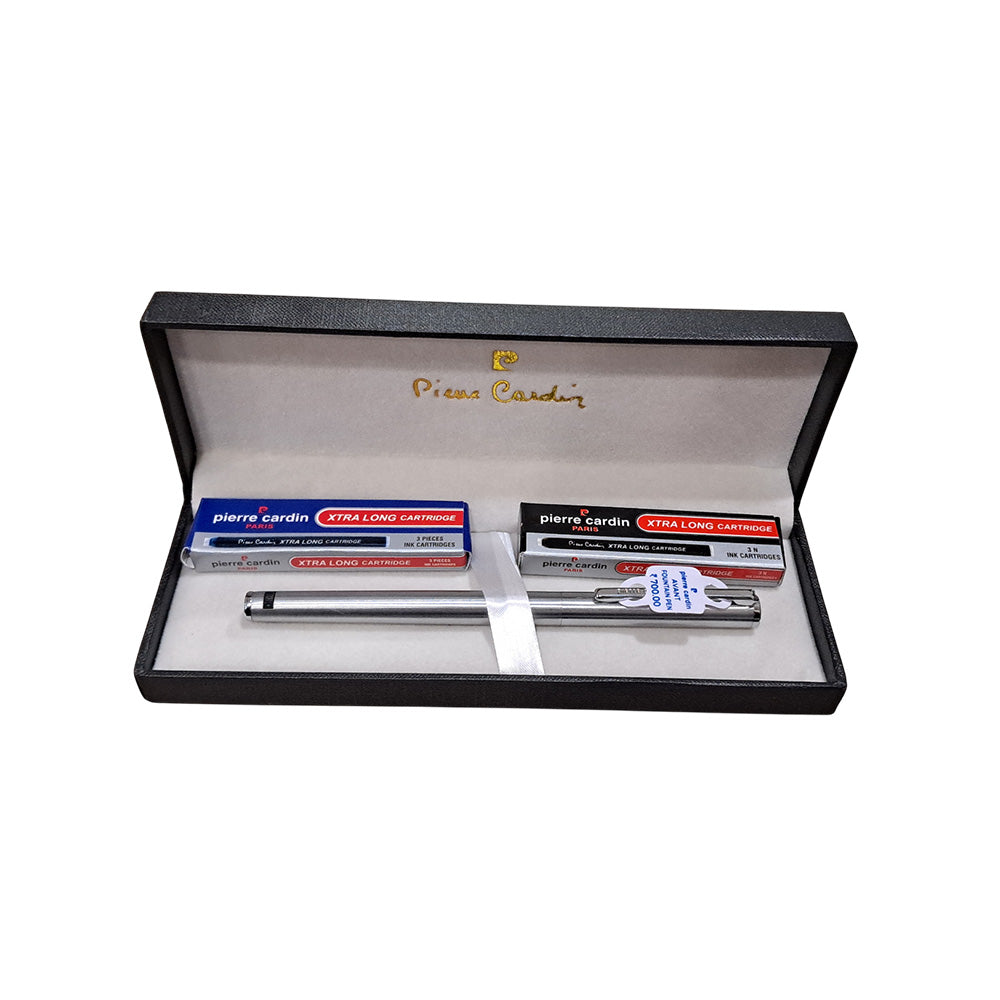 Pierre Cardin Avant Brushed Stainless Steel CT Fountain Pen - Medium Nib