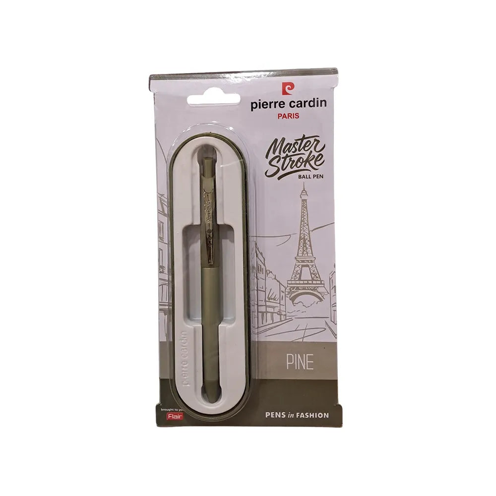 Experience premium writing with the Pierre Cardin MASTER STROKE Ball Pen a perfect combination of elegance, smooth performance, and reliability. Designed for professionals and everyday users, this pen adds a touch of sophistication to every stroke

Pine (Moss Green) Colour

Plastic &amp; metal body material with polished matching metal clip
Fitted With Jumbo Metal Refill
Smooth writing Pens
Styles Body Colour
Body Colour of the Product Will Be Based on The Availability of The Stock
