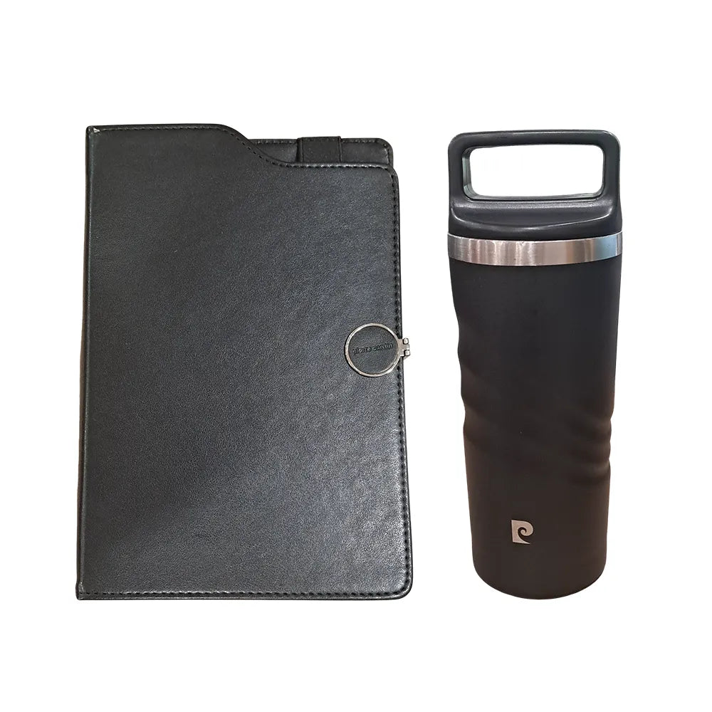 Pierre Cardin Black Forest Premium Gift Set of Vacuum Insulated SS Mug+Elite Notebook+Opium Ball Pen+Keychain & Card Holder