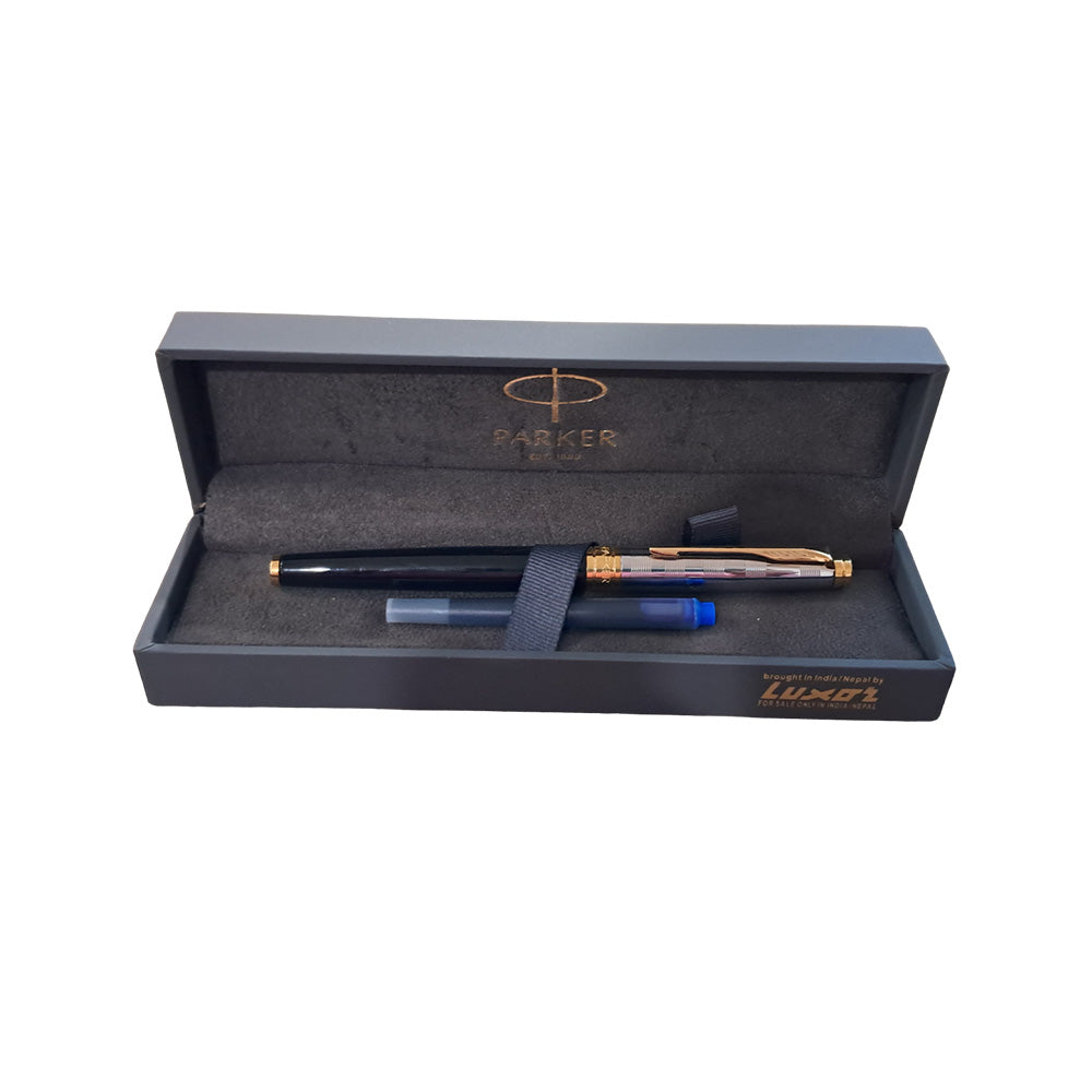 Parker Aster Black & Chrome Deluxe GT Fountain Pen – Medium Nib