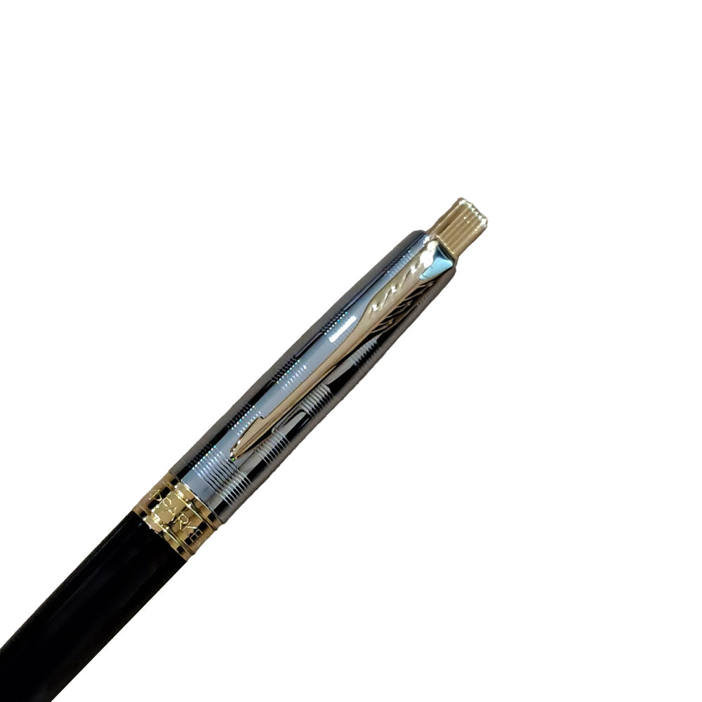 Parker Aster Black & Chrome Deluxe Gold Trim Ballpoint Pen