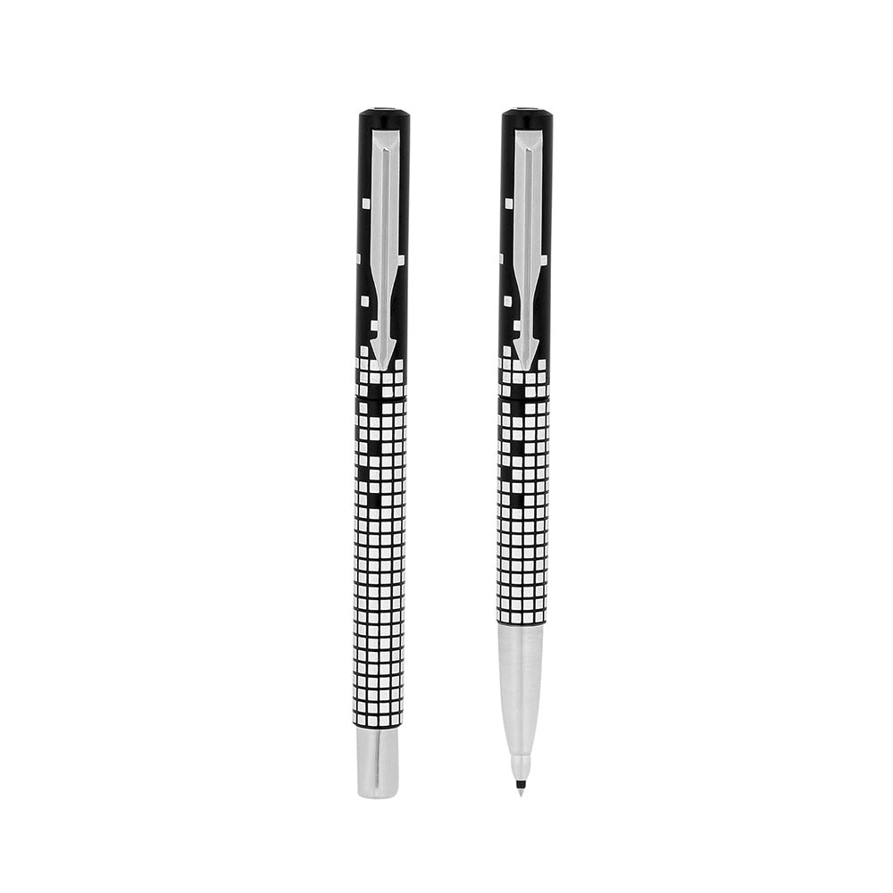 Parker Vector Special Edition Chrome Trim Rollerball Pen + Parker Keychain (Combo Pack)