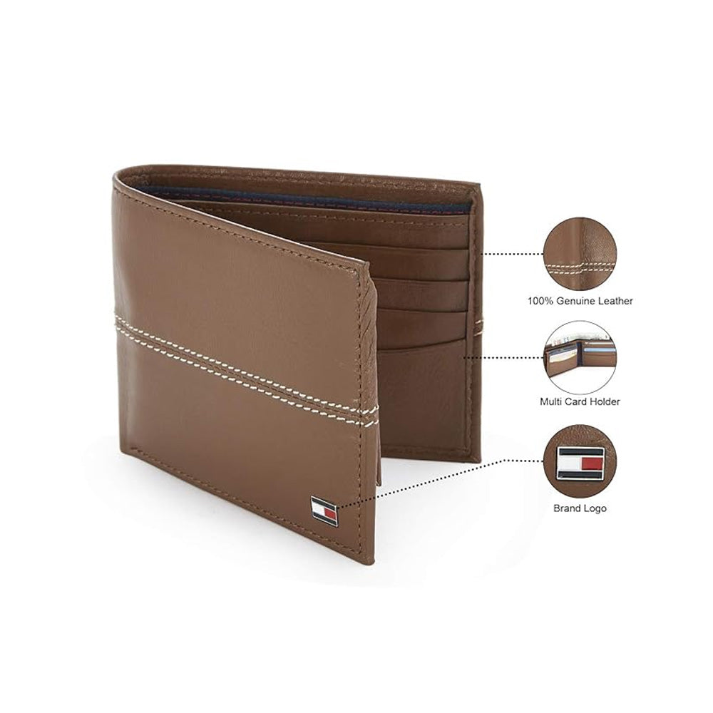 Tommy Helfiger SLG Tan Bluerock Leather Passcase Wallet