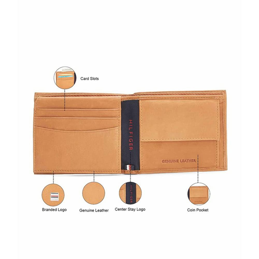 Tommy Helfiger SLG Tan Grayton Leather Bi-fold Wallet for Men