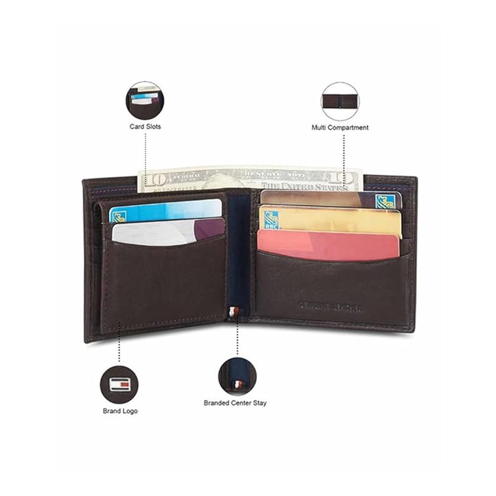 Tommy Hilfiger SLG Brown Gilmore Leather Passcase Wallet