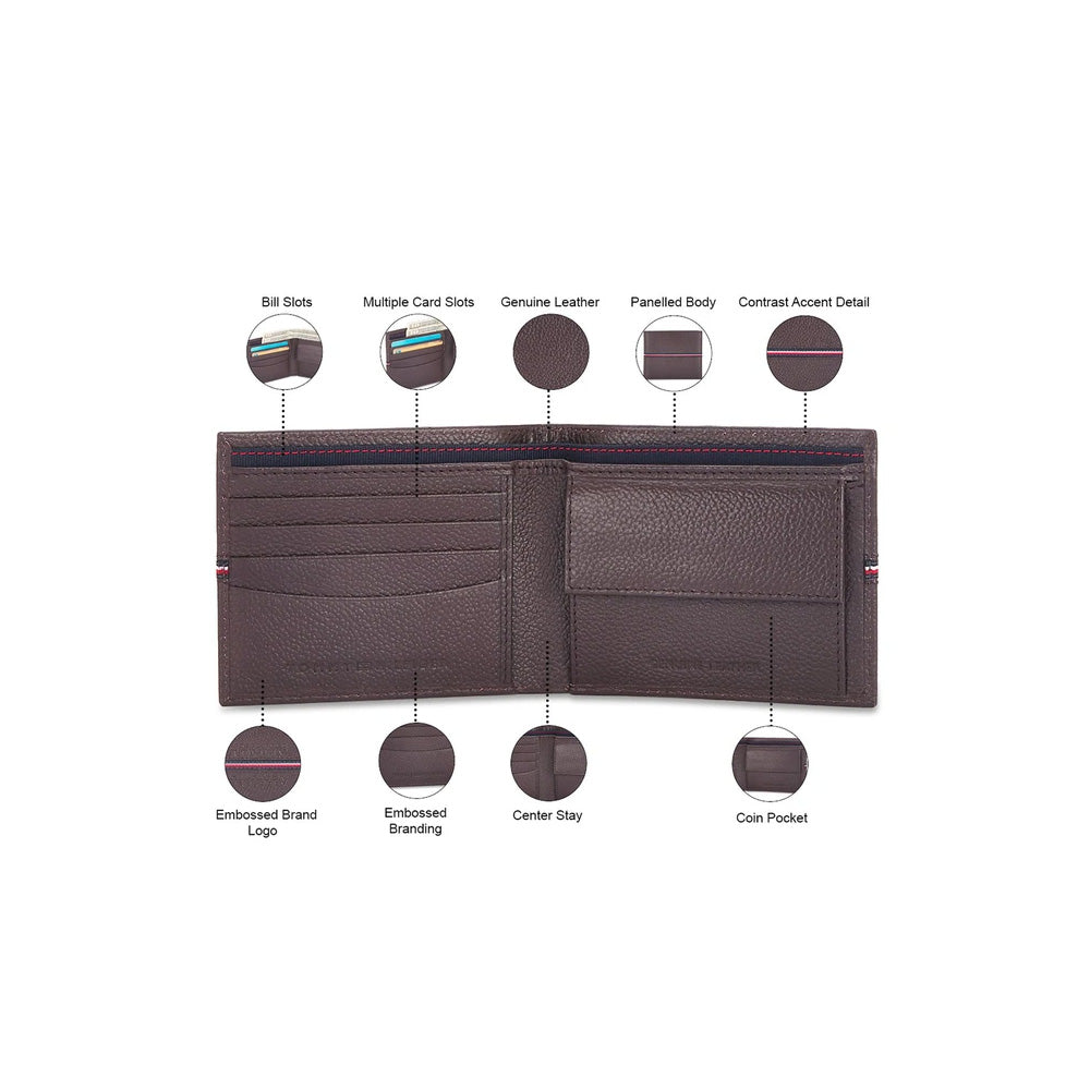 Tommy Hilfiger SLG Yukon Brown Leather Global Coin Wallet