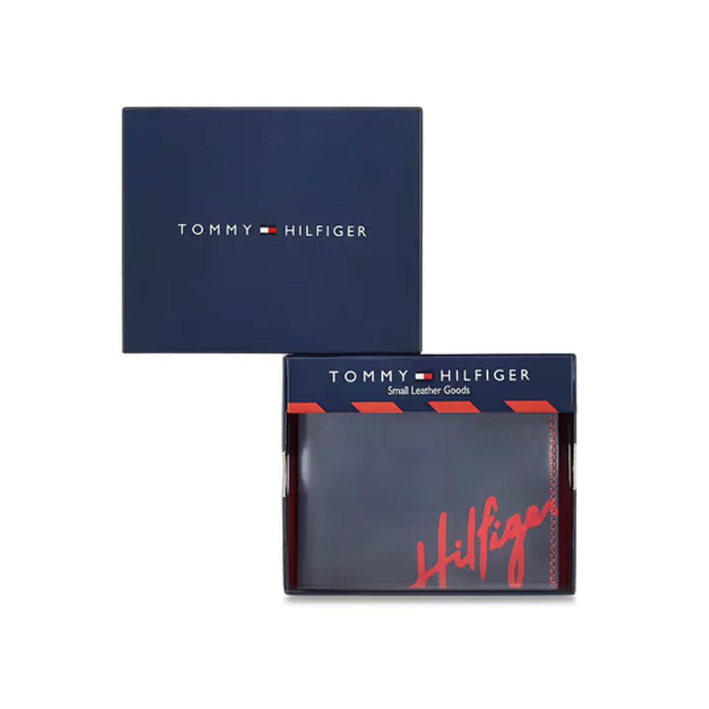 Tommy Helfiger SLG Navy/Red Elias Leather Slimfold Wallet for Men