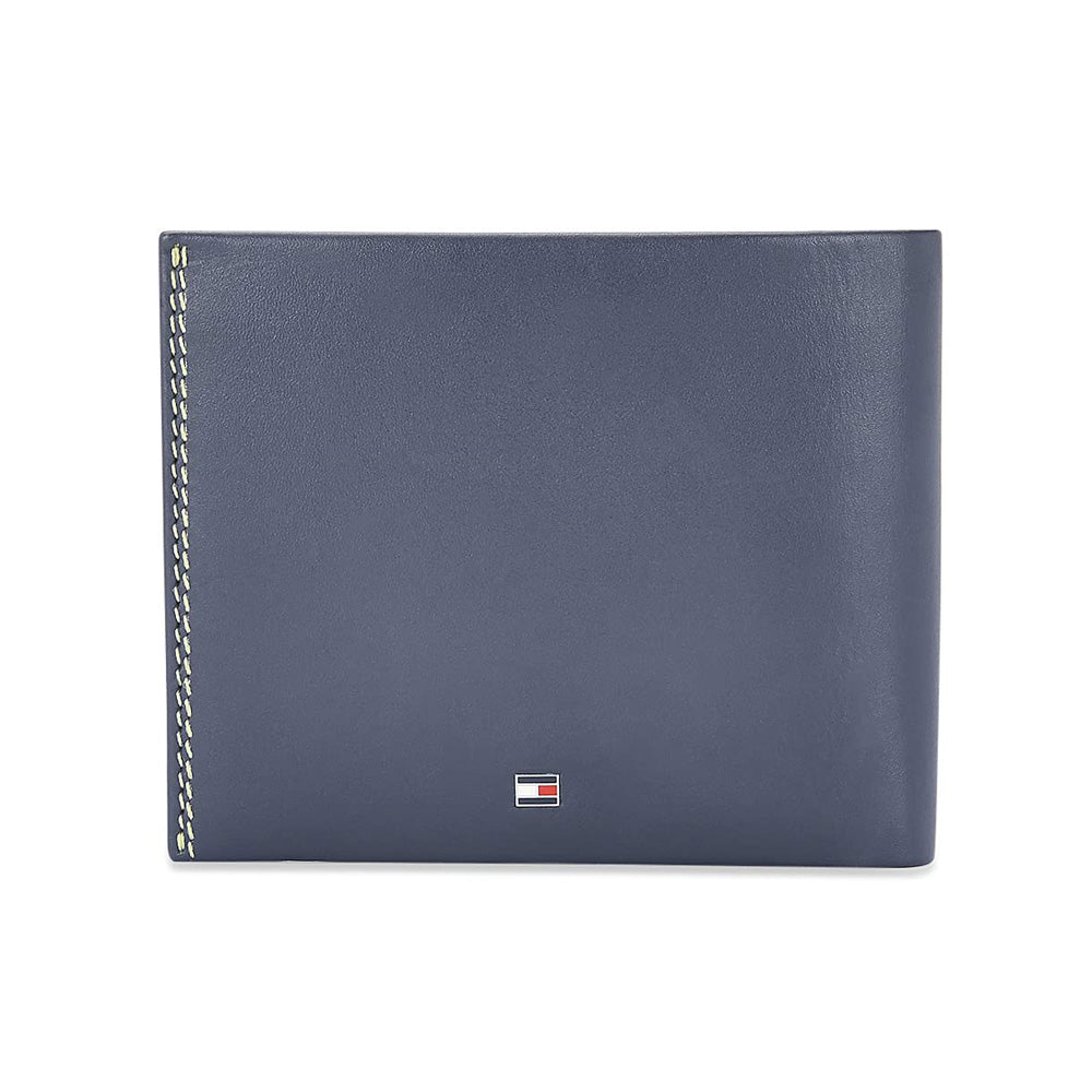 Tommy Helfiger SLG Navy/Neon Elias Leather Slimfold Wallet