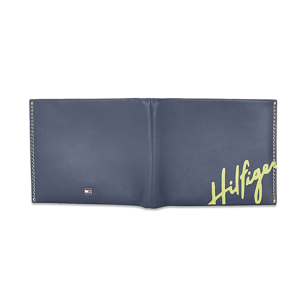 Tommy Helfiger SLG Navy/Neon Elias Leather Slimfold Wallet