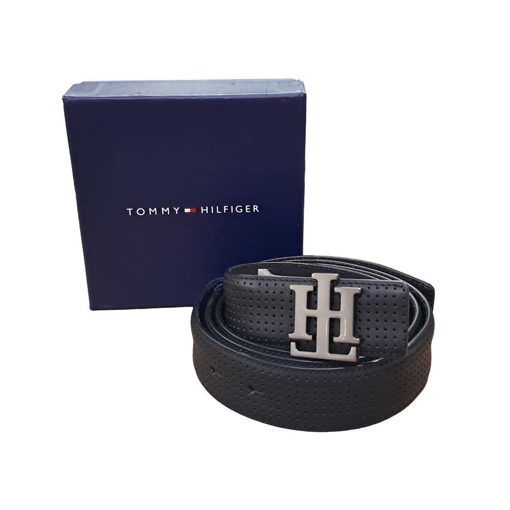 Tommy Hilfiger Darius Plus Black Leather Non Reversible Large Belt For Men