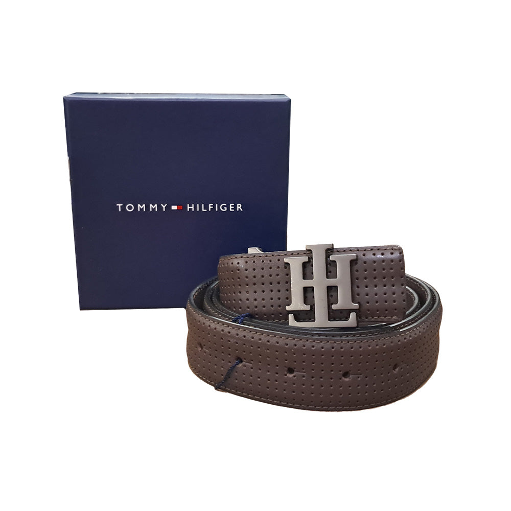 Tommy Hilfiger Darius Plus Brown Leather Non Reversible Large Belt For Men