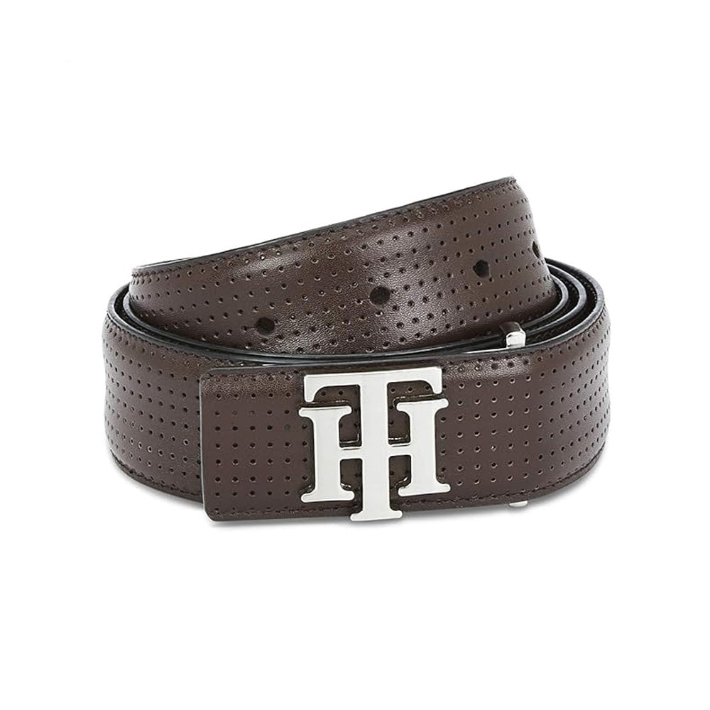 Tommy Hilfiger Darius Plus Brown Leather Non Reversible Large Belt For Men