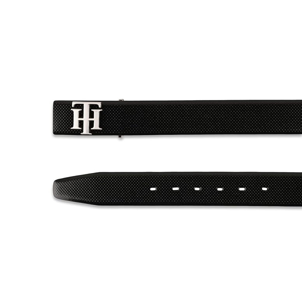 Tommy Hilfiger Yangy Pro Black Leather Non Reversible Medium Belt For Men