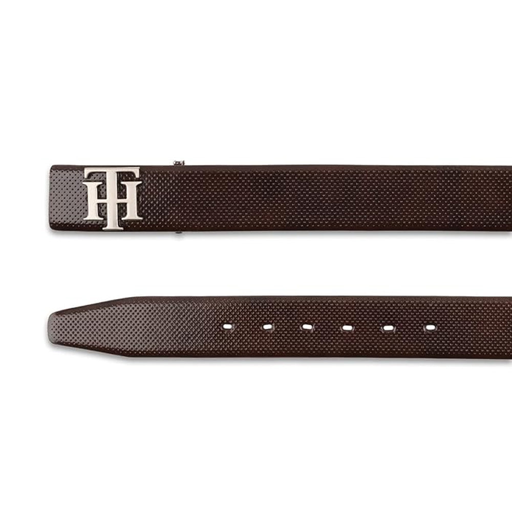 Tommy Hilfiger Yangy Pro Brown Leather Non Reversible Medium Belt For Men