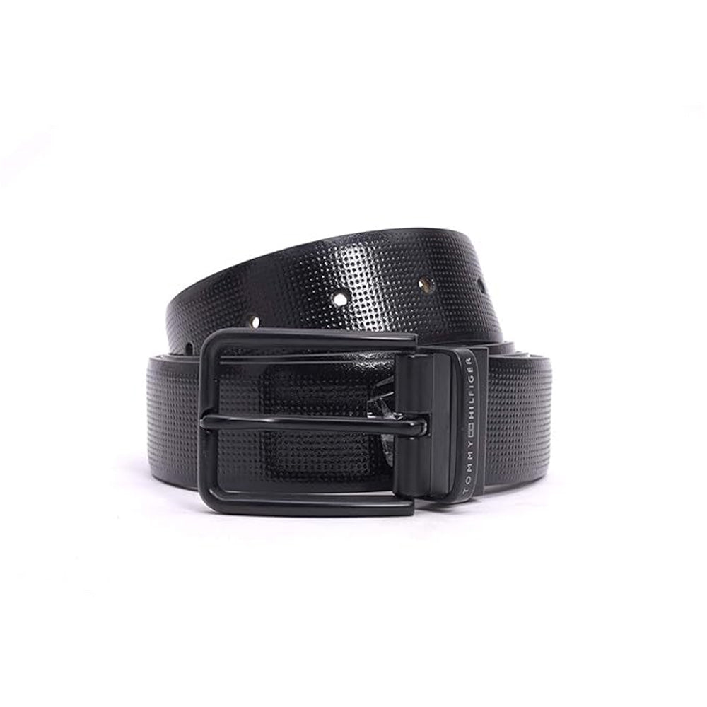 Tommy Hilfiger Tongass Pro Black & Cherry Leather Reversible Large Belt for Men