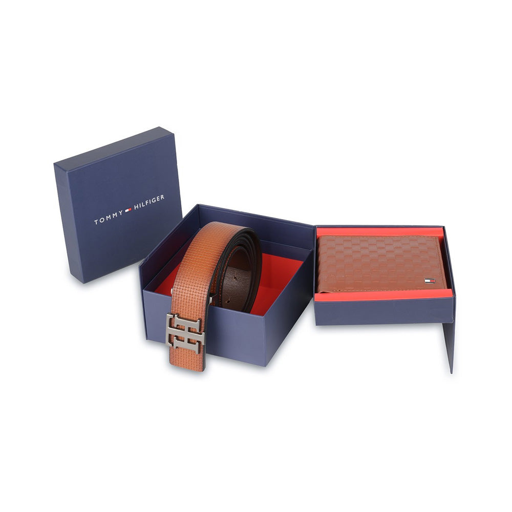 Tommy Hilfiger Tan Binnions Belt & Wallet Gift Set
