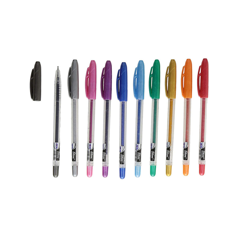 Linc Shine Sparkle Glitter Gel Pen 10 Pcs (Multicolour) - Pack of 2