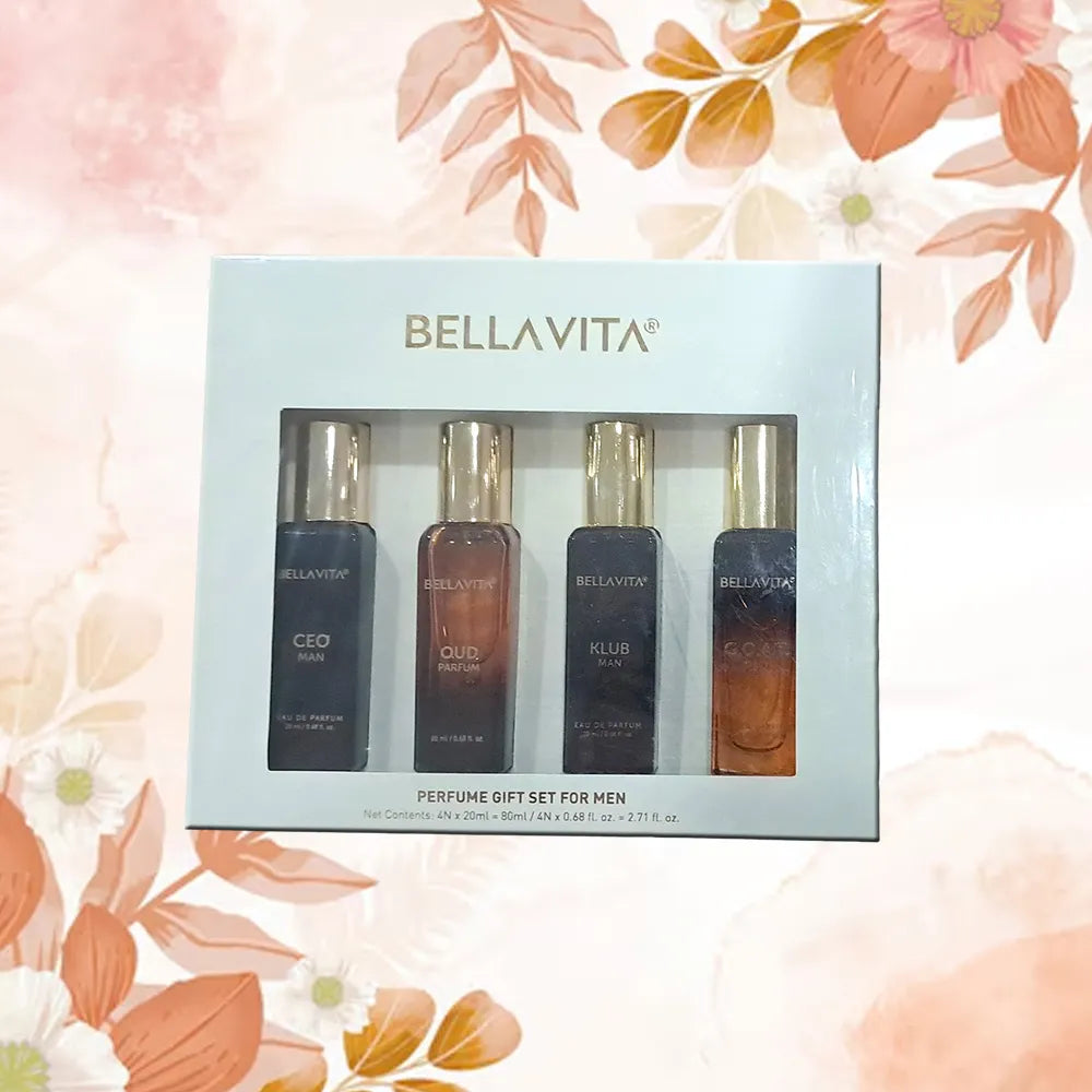 Bellavita Luxury Perfume Gift Set For Men - 4 x 20ml