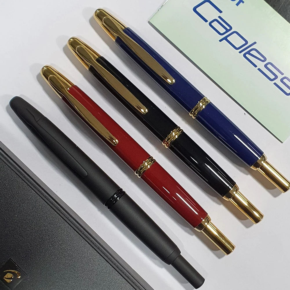 Pilot Capless Matte Black with Black PVD Fountain Pen – 18Kt Rhodium-Plated Gold Broad Nib