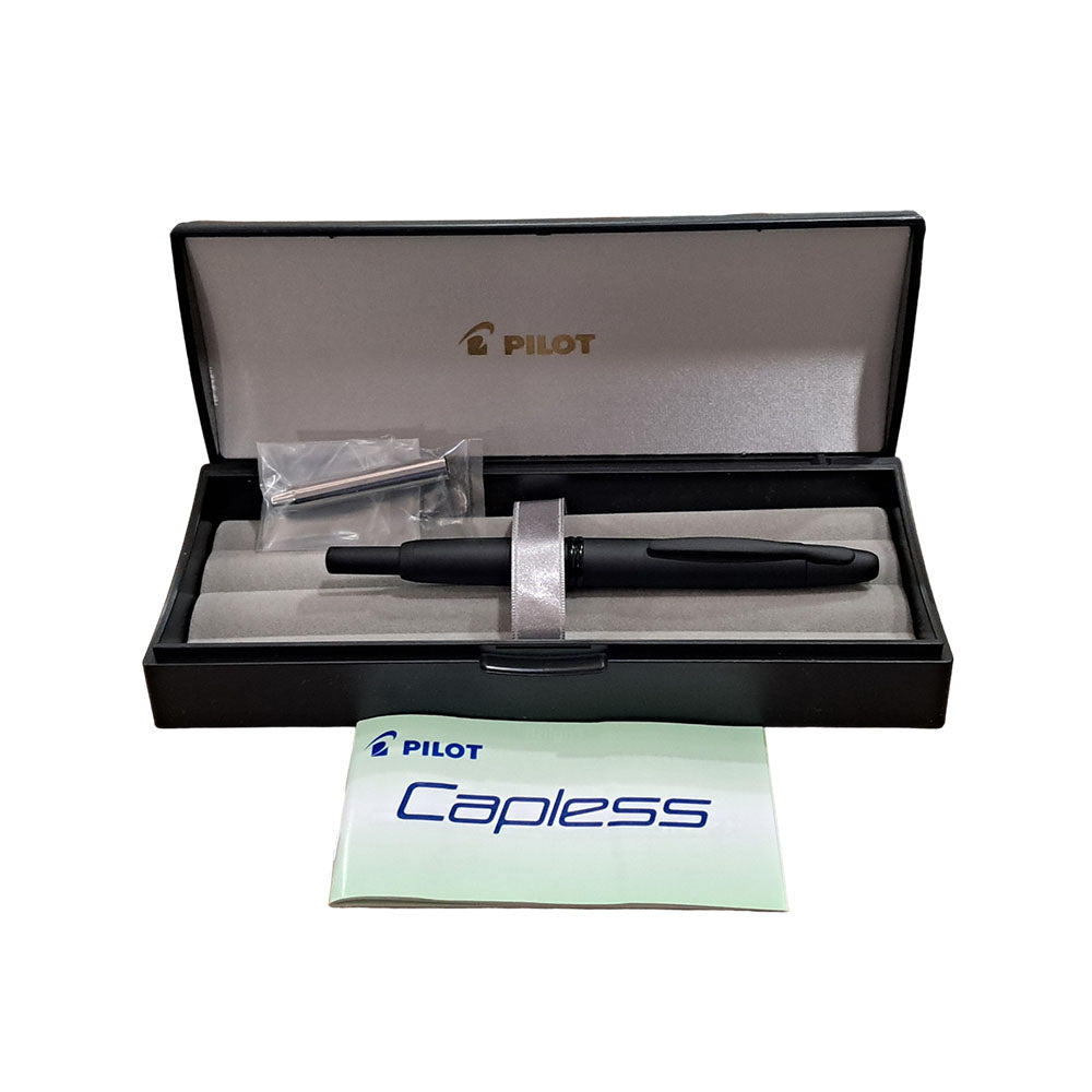 Pilot Capless Matte Black with Black PVD Fountain Pen – 18Kt Rhodium-Plated Gold Extra Fine Nib