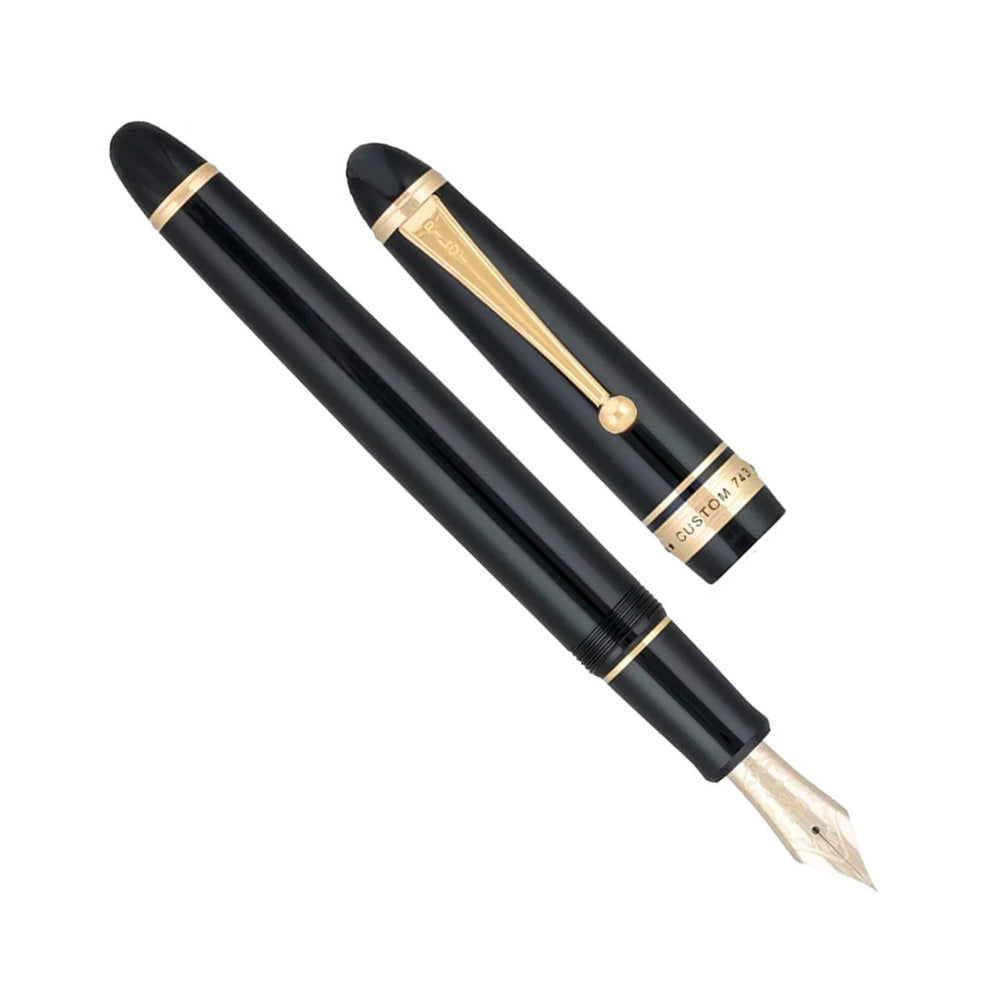 Pilot Custom 743 Black GT Fountain Pen – 14Kt Gold Broad Nib