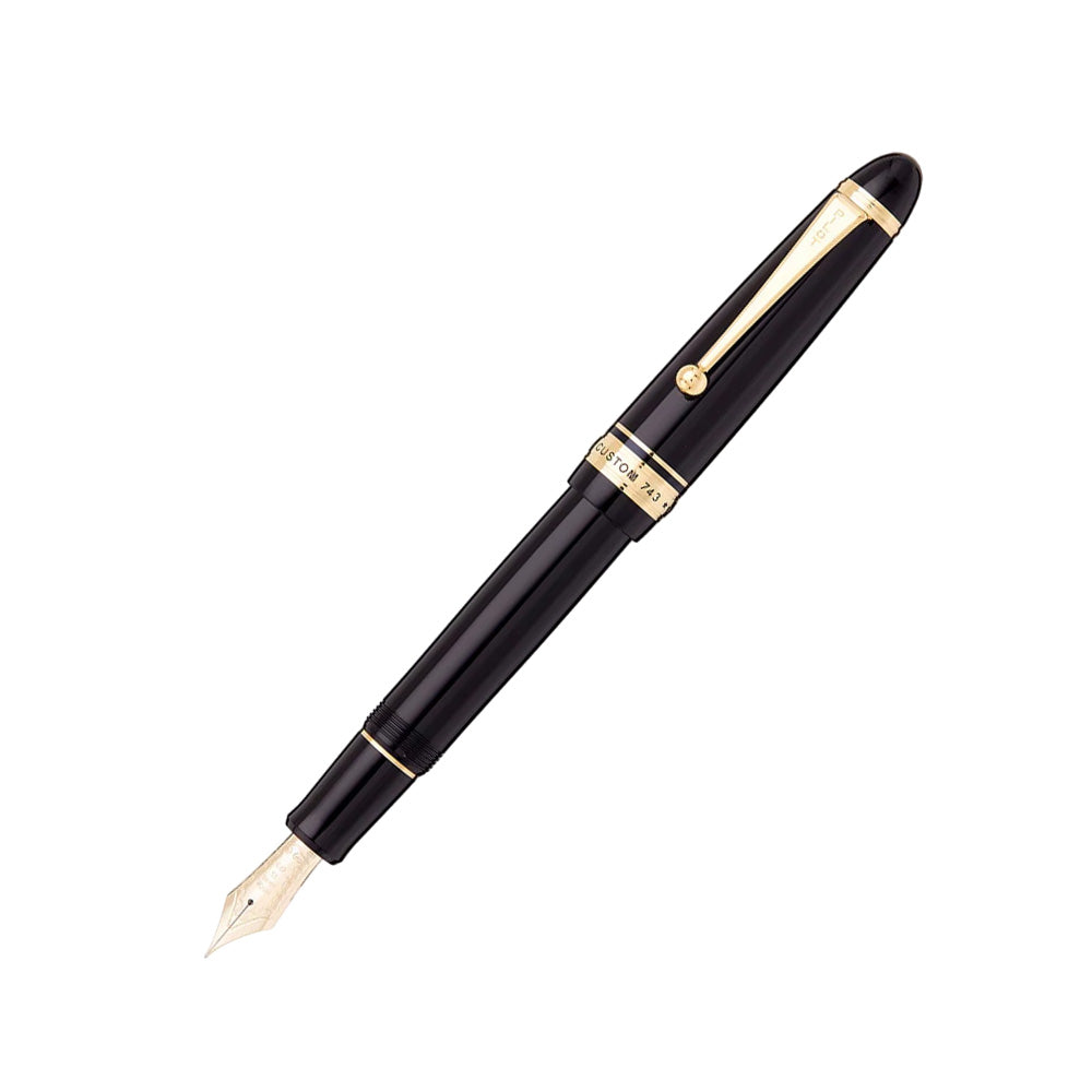 Pilot Custom 743 Black GT Fountain Pen – 14Kt Gold Soft-Fine Nib