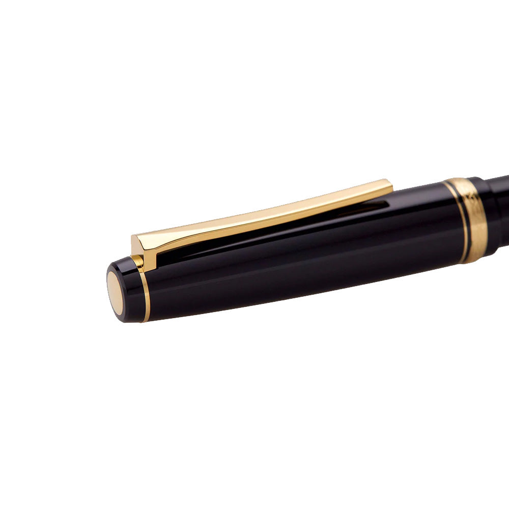 Pilot Falcon Black Resin with Gold Trim Fountain Pen - 14Kt Gold Soft Fine Nib
