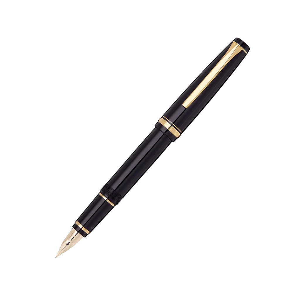 Pilot Falcon Black Resin with Gold Trim Fountain Pen - 14Kt Gold Soft Fine Nib
