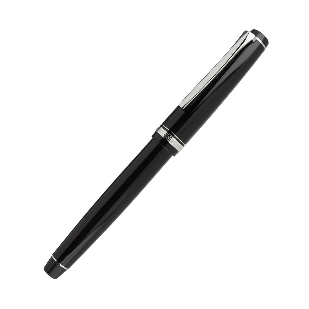Pilot Falcon Black Resin with Rhodium Trim Fountain Pen - 14Kt Gold-Rhodium Soft Broad Nib