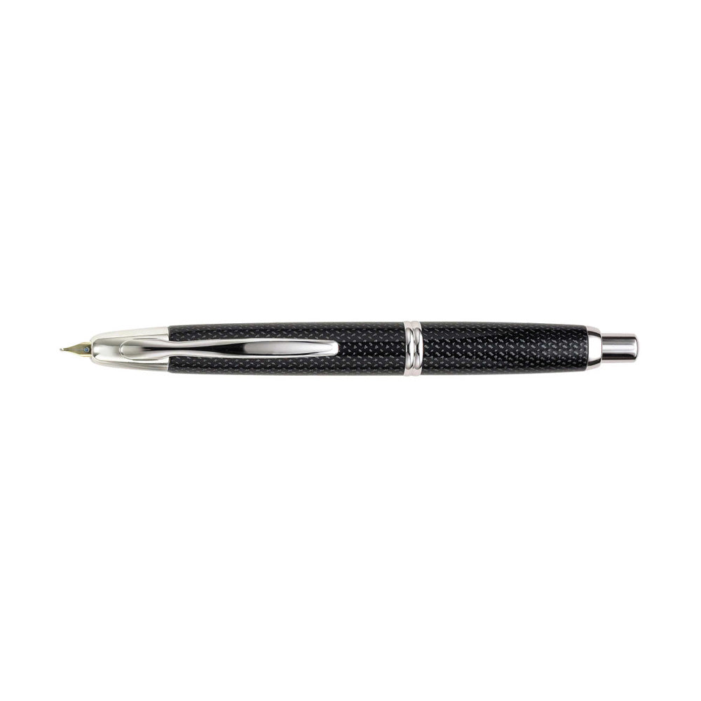 Pilot Capless Kasuri Black with Rhodium Trim Fountain Pen - 18Kt Rhodium Gold Broad Nib